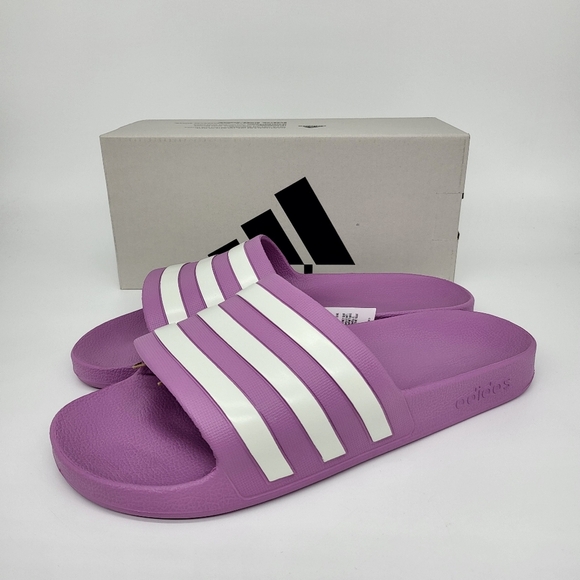 adidas Shoes - adidas Adilette Aqua Slides Preloved Purple Off White Grey Two Women's Size 11